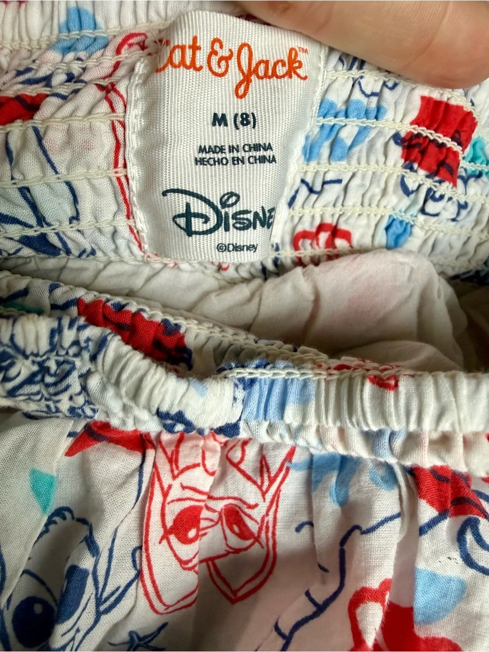 Cat & Jack White Tiered  Skirt with Red and Blue Print featuring Stitch/angel